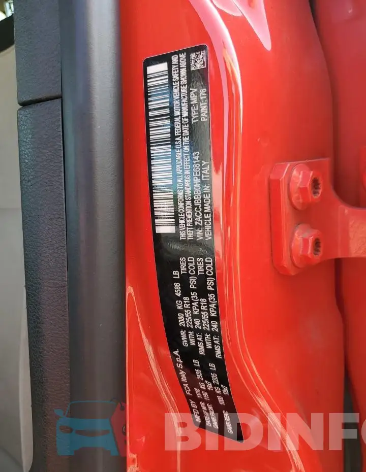 ZACCJBBB0HPE68143 Photo# 14