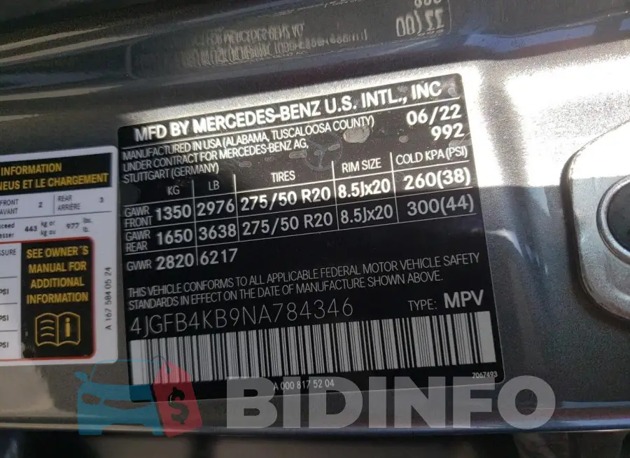 4JGFB4KB9NA784346 Photo# 13