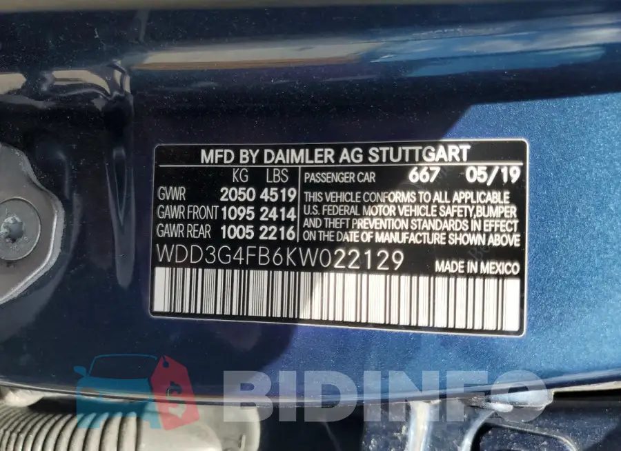 WDD3G4FB6KW022129 Photo# 12