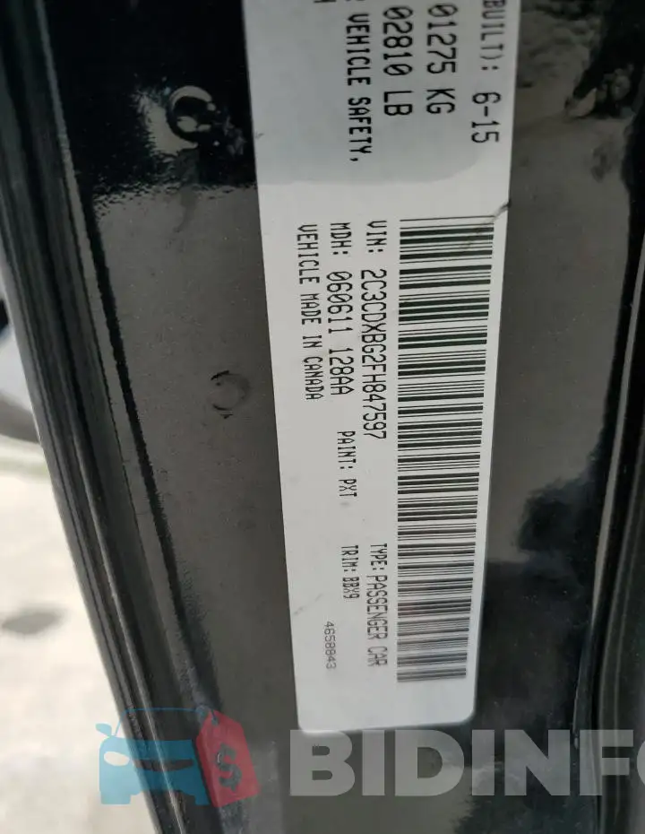 2C3CDXBG2FH847597 Photo# 12