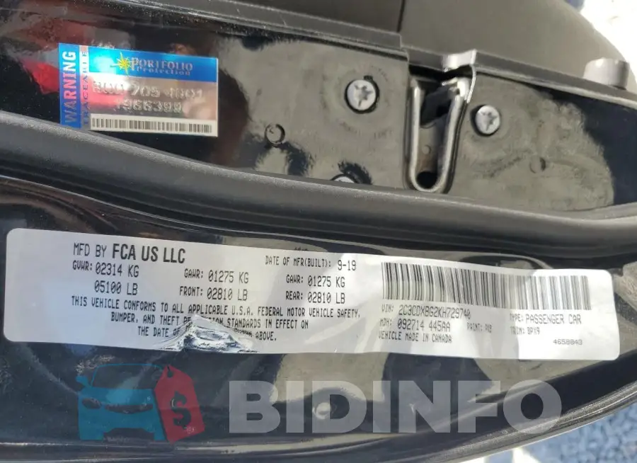 2C3CDXBG2KH729740 Photo# 12