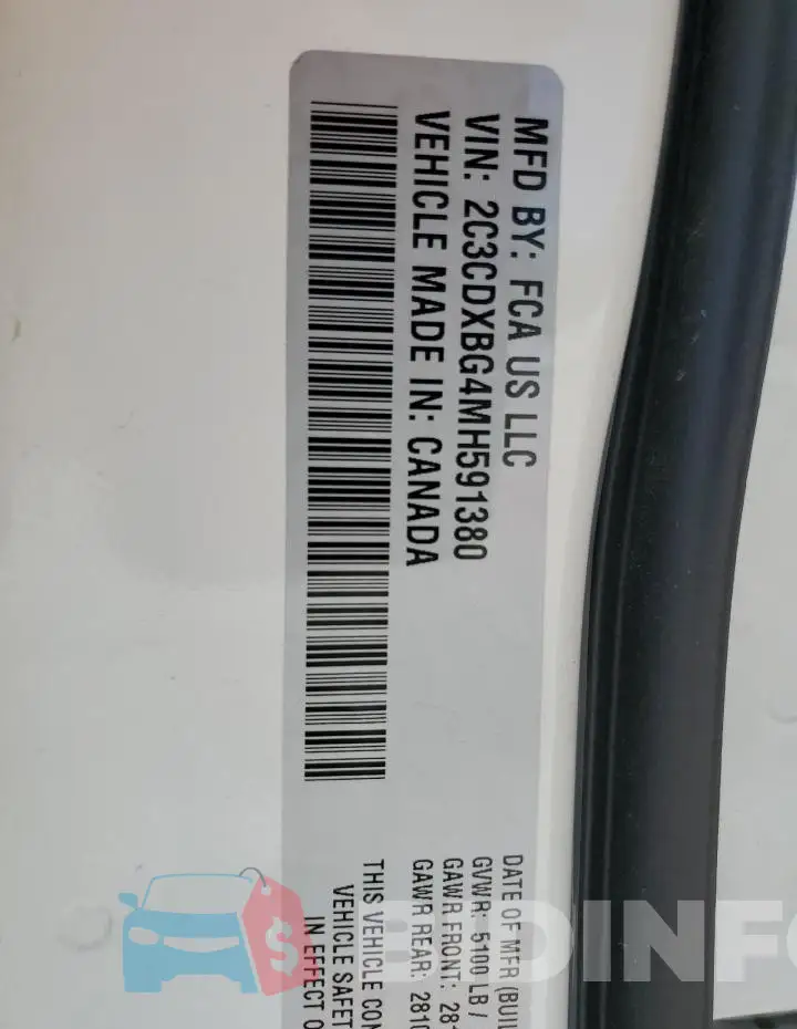 2C3CDXBG4MH591380 Photo# 12