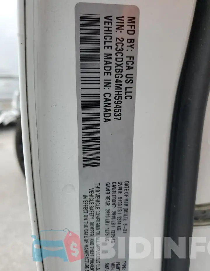 2C3CDXBG4MH594537 Photo# 12