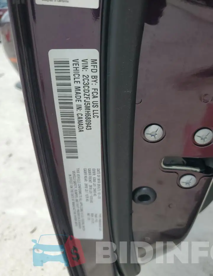 2C3CDZFJ5MH680943 Photo# 12
