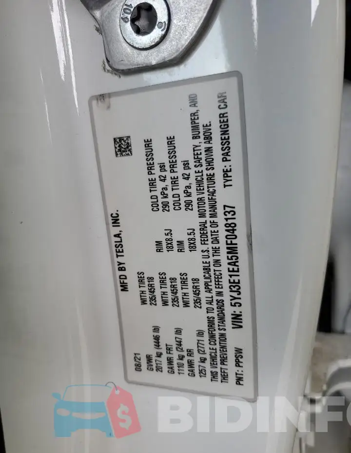 5YJ3E1EA5MF048137 Photo# 12