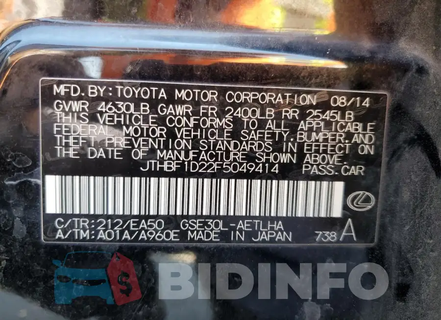 JTHBF1D22F5049414 Photo# 13