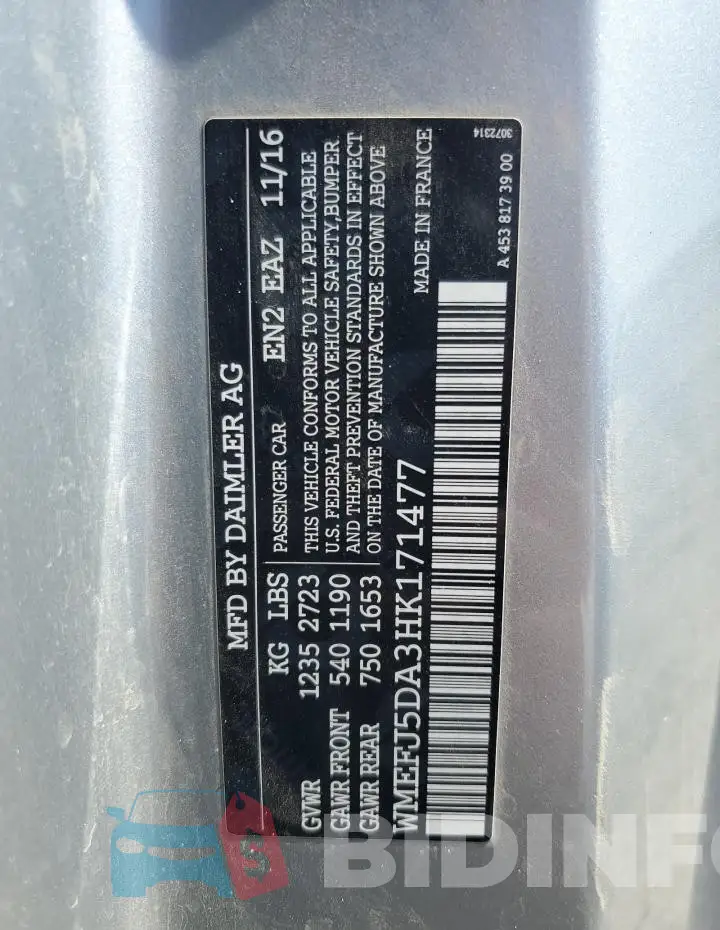 WMEFJ5DA3HK171477 Photo# 12