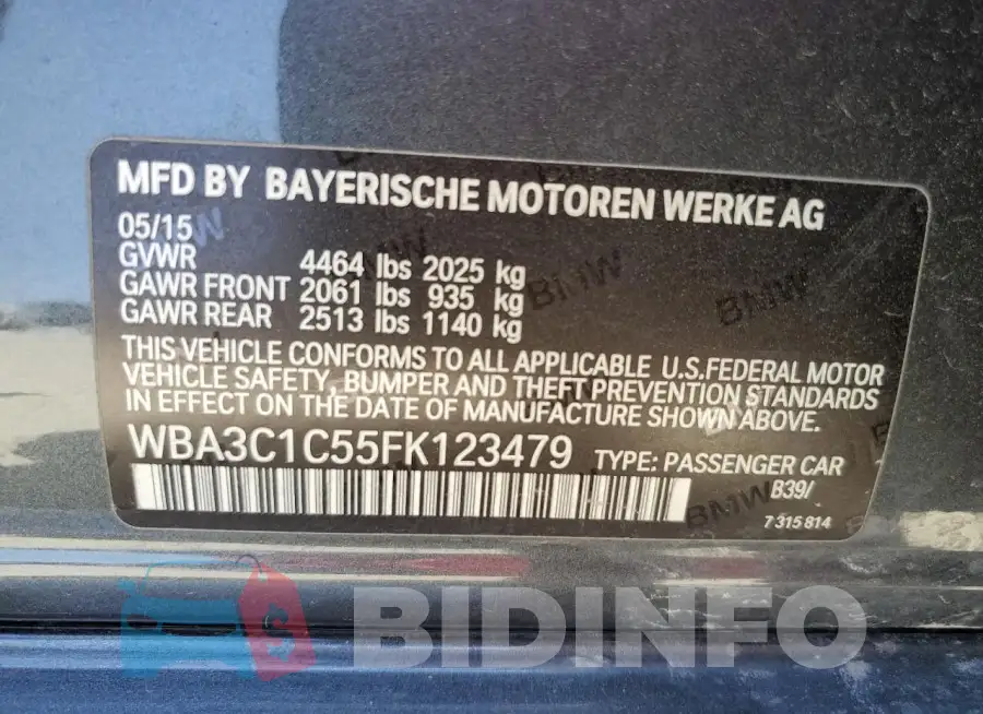 WBA3C1C55FK123479 Photo# 13
