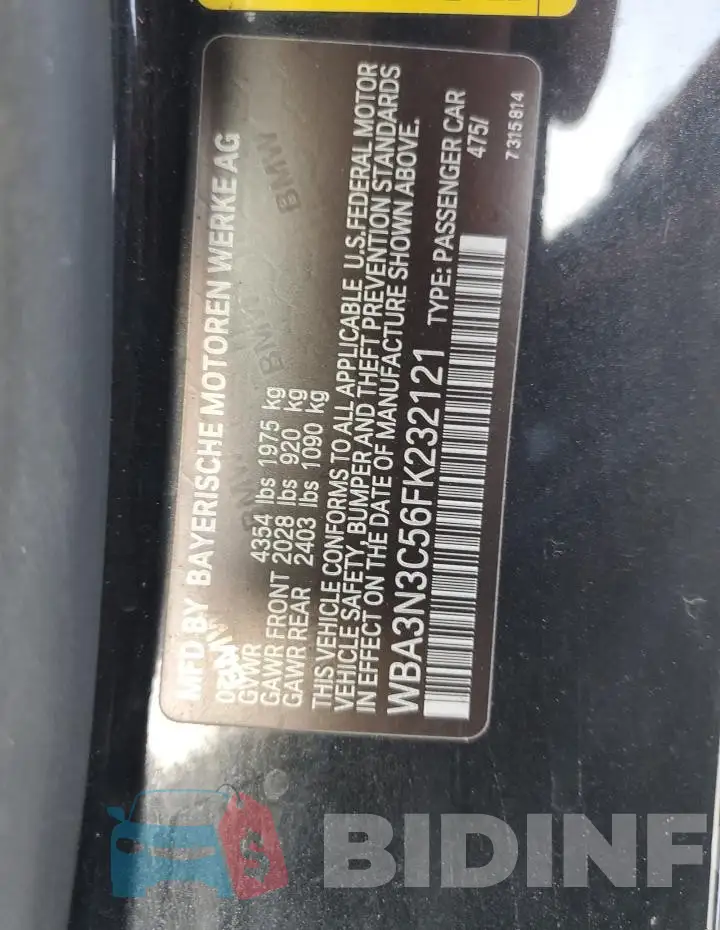 WBA3N3C56FK232121 Photo# 12