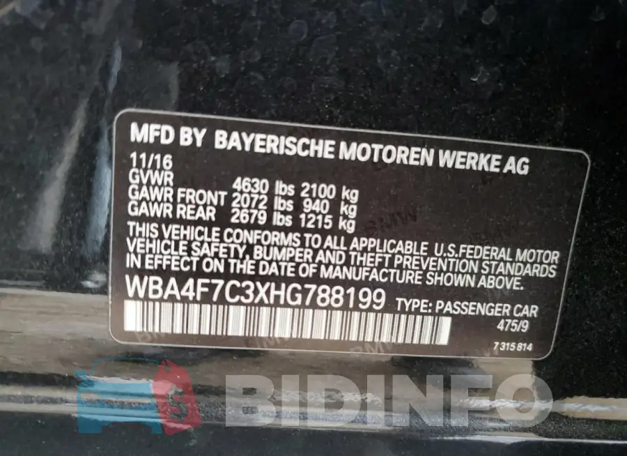 WBA4F7C3XHG788199 Photo# 12