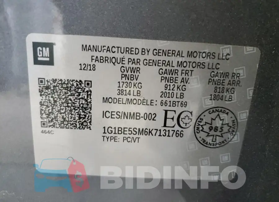 1G1BE5SM6K7131766 Photo# 12