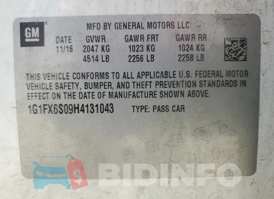 1G1FX6S09H4131043 Photo# 12