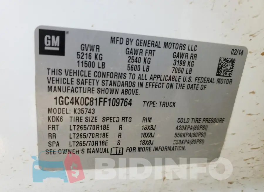 1GC4K0C81FF109764 Photo# 13