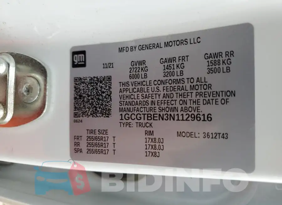 1GCGTBEN3N1129616 Photo# 12