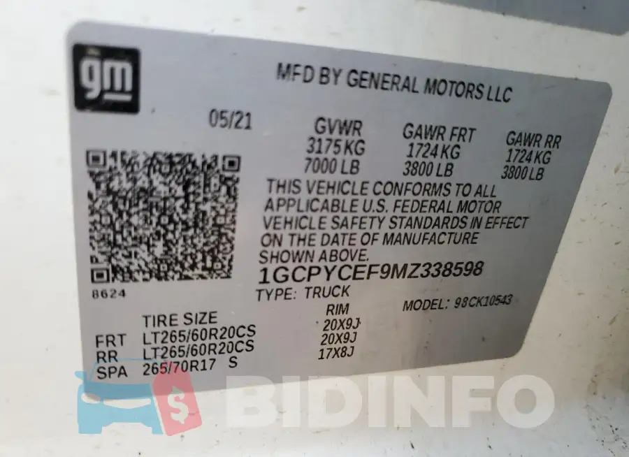 1GCPYCEF9MZ338598 Photo# 12
