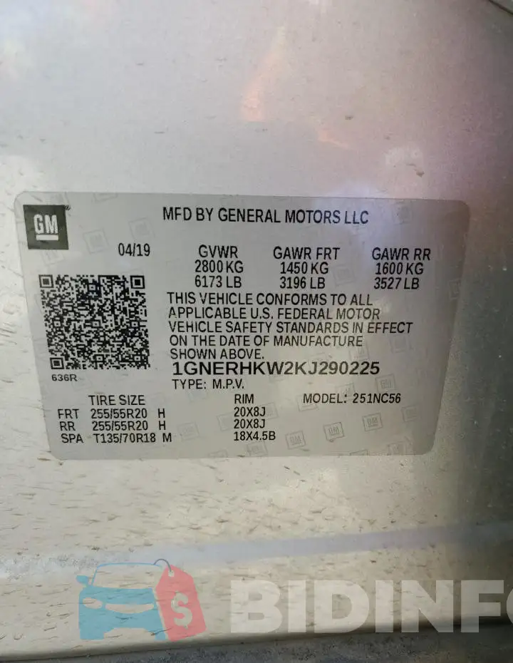 1GNERHKW2KJ290225 Photo# 14