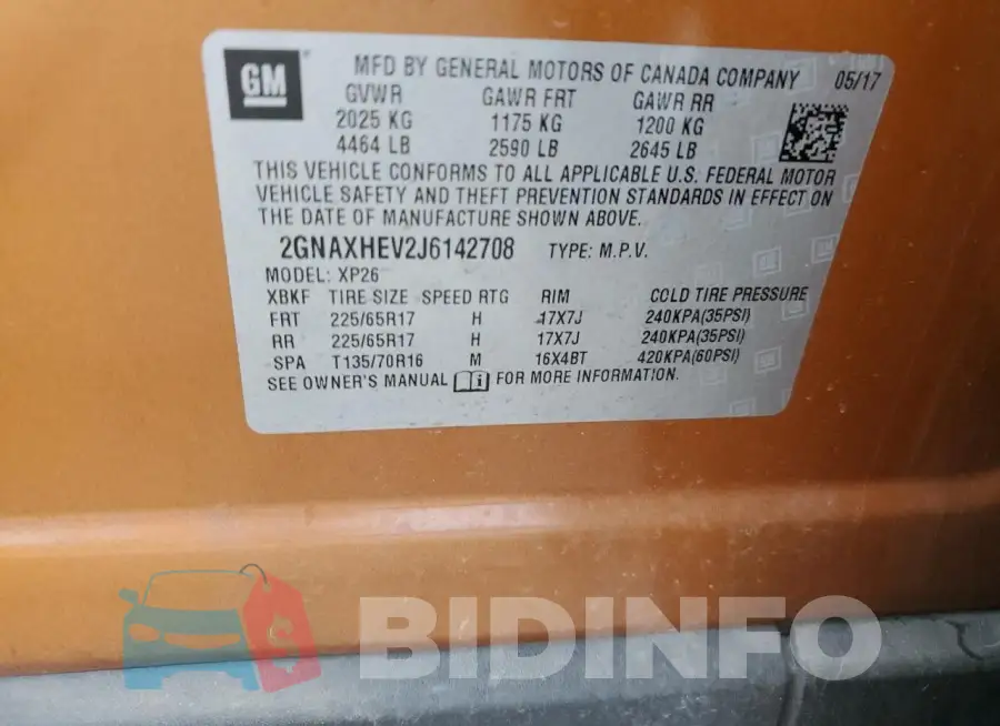 2GNAXHEV2J6142708 Photo# 14
