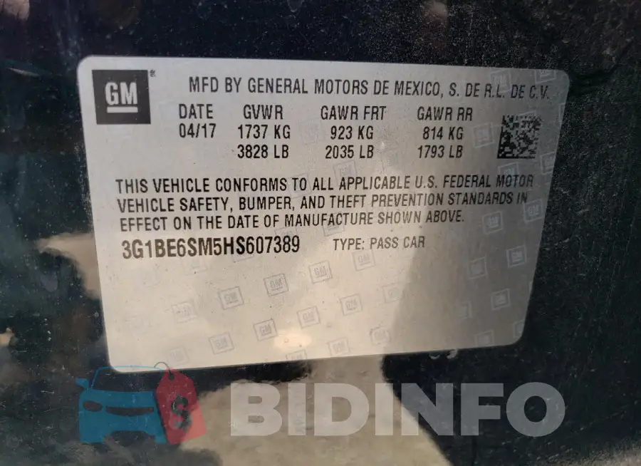 3G1BE6SM5HS607389 Photo# 12