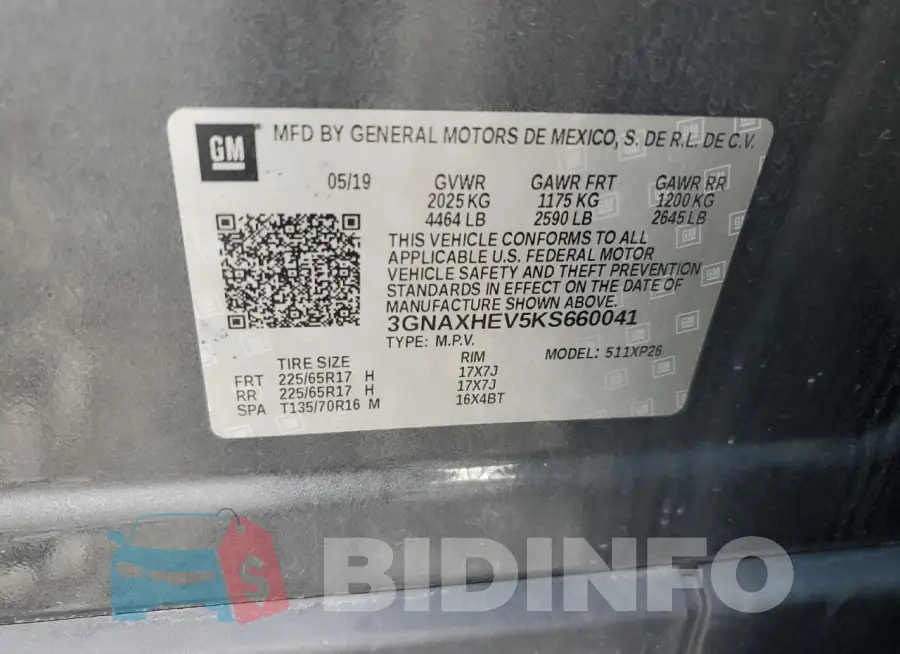 3GNAXHEV5KS660041 Photo# 13