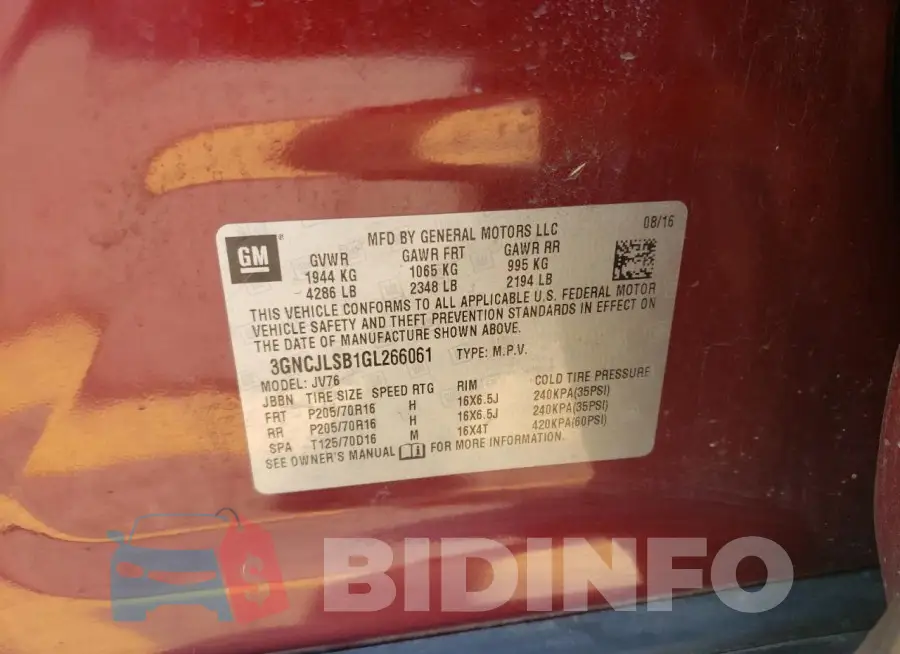 3GNCJLSB1GL266061 Photo# 12