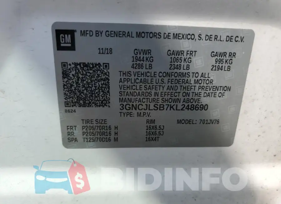3GNCJLSB7KL248690 Photo# 13