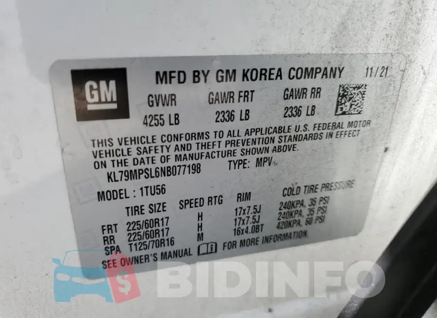 KL79MPSL6NB077198 Photo# 14