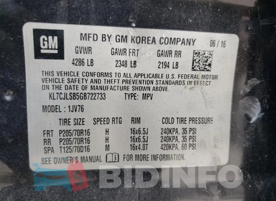 KL7CJLSB5GB722733 Photo# 13