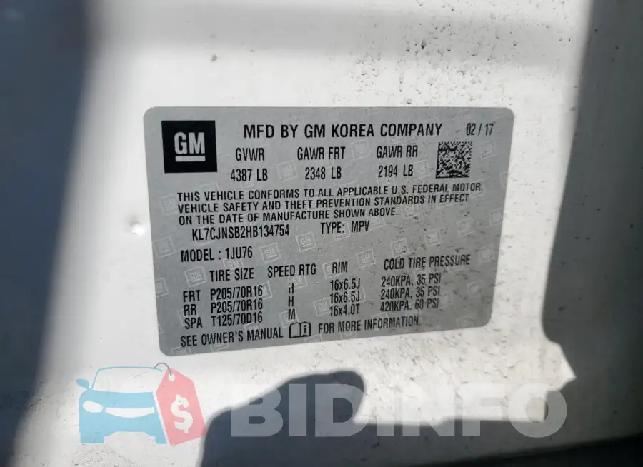 KL7CJNSB2HB134754 Photo# 13
