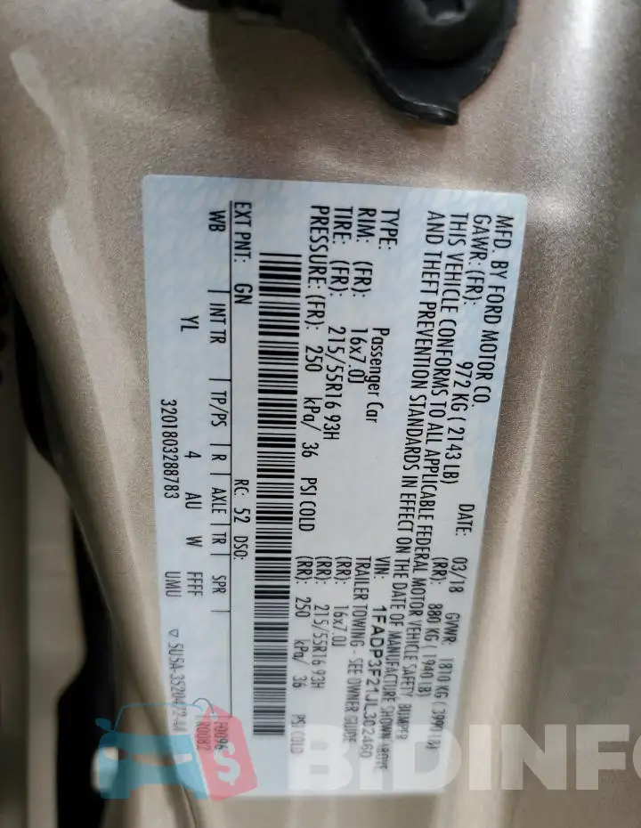 1FADP3F21JL302460 Photo# 12