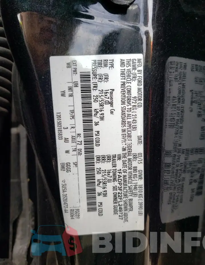 1FADP3F22FL249727 Photo# 12