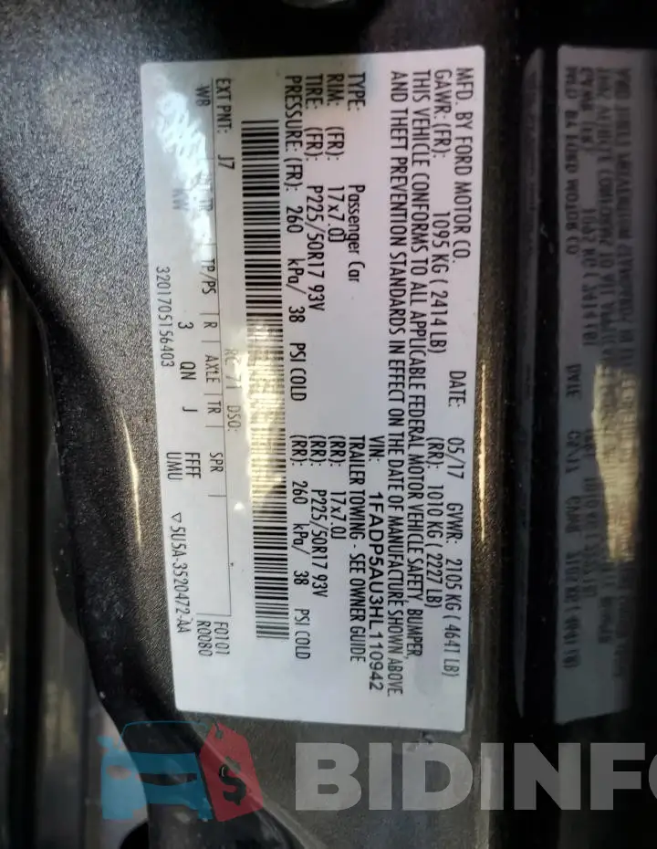 1FADP5AU3HL110942 Photo# 12