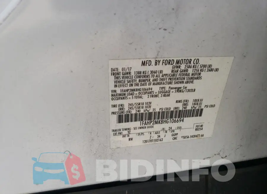 1FAHP2MK8HG106694 Photo# 13
