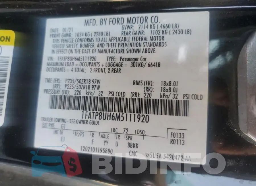 1FATP8UH6M5111920 Photo# 12