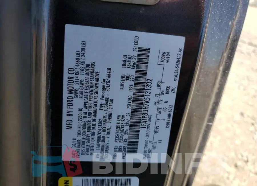 1FATP8UH7K5131302 Photo# 13