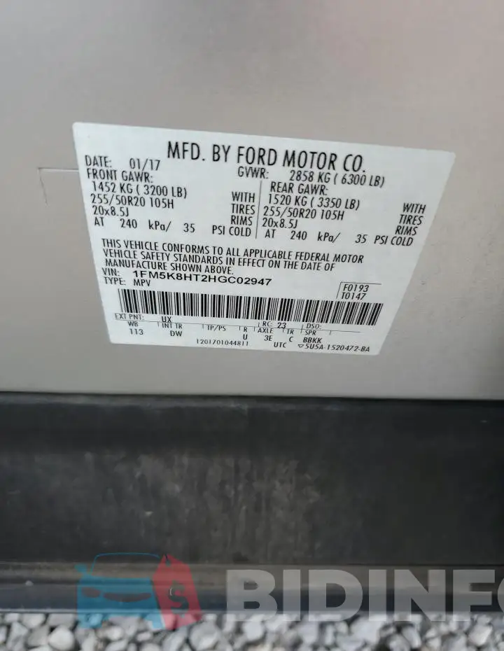1FM5K8HT2HGC02947 Photo# 12