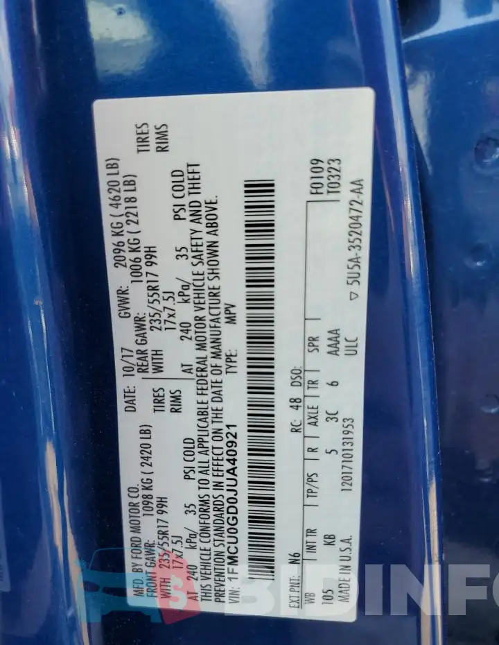 1FMCU0GD0JUA40921 Photo# 12
