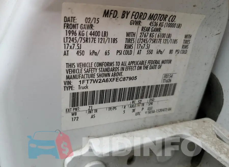 1FT7W2A6XFEC87905 Photo# 12