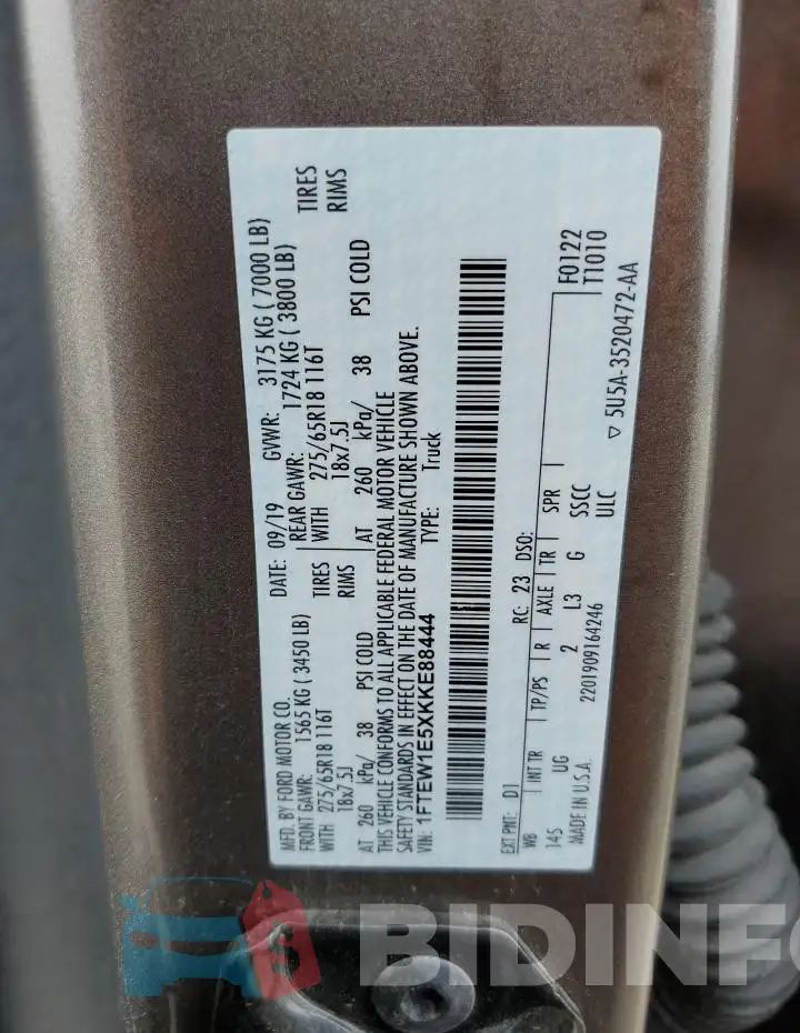 1FTEW1E5XKKE88444 Photo# 12
