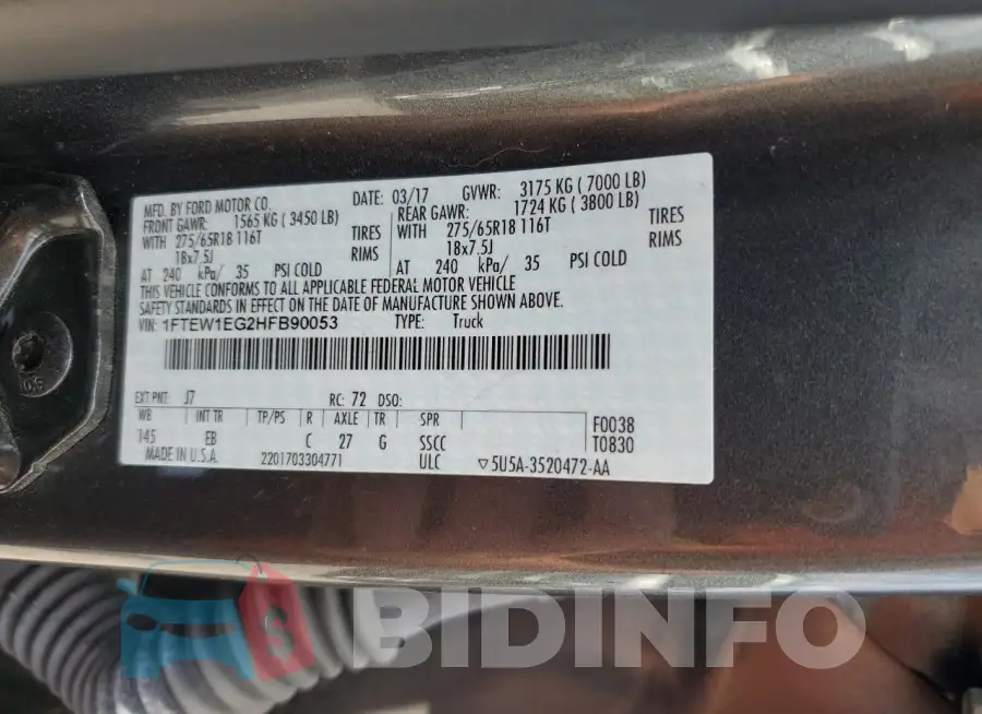 1FTEW1EG2HFB90053 Photo# 12