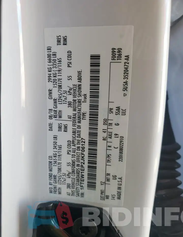 1FTEW1EP2JKF06127 Photo# 12