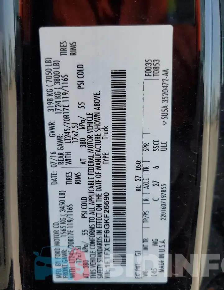 1FTFX1EF6GKF26690 Photo# 12