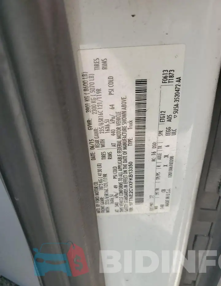 1FTNE2CVXFKB13350 Photo# 12