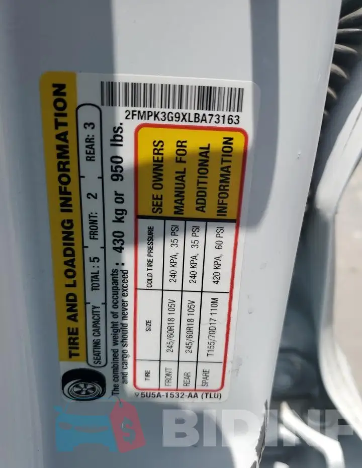 2FMPK3G9XLBA73163 Photo# 13