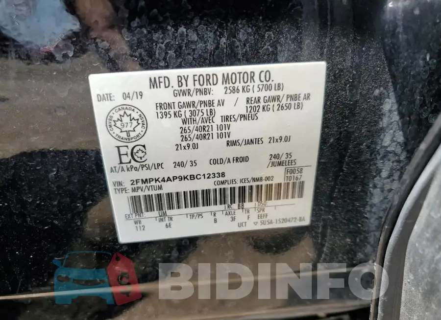2FMPK4AP9KBC12338 Photo# 14
