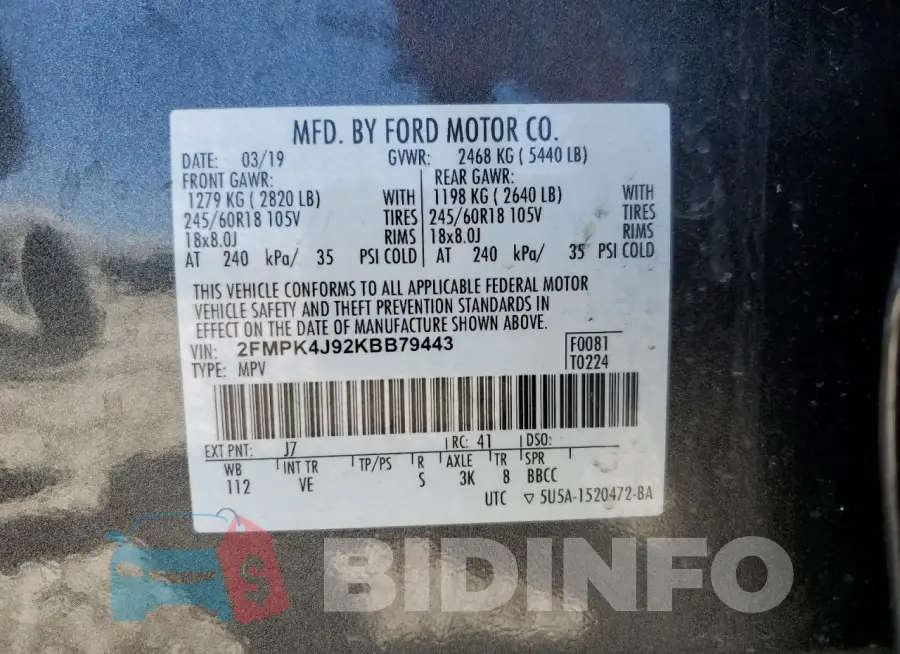 2FMPK4J92KBB79443 Photo# 13
