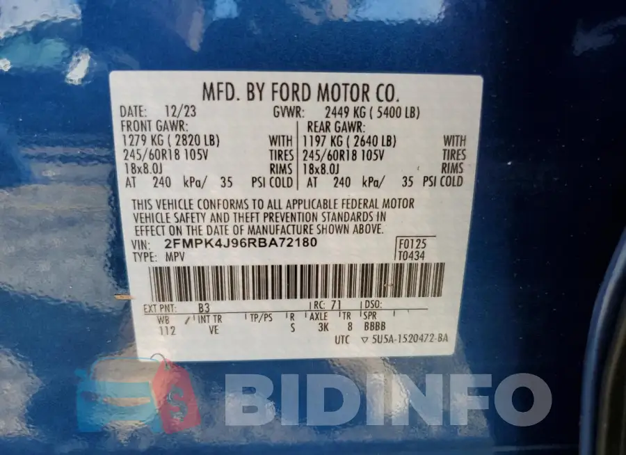 2FMPK4J96RBA72180 Photo# 13