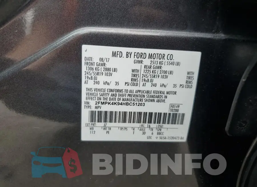 2FMPK4K94HBC51203 Photo# 13