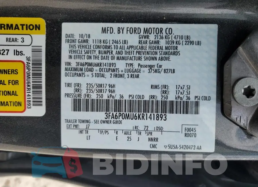 3FA6P0MU6KR141893 Photo# 12