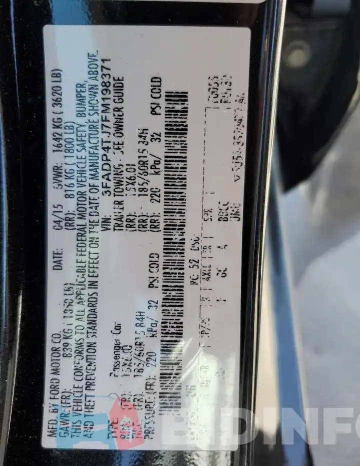 3FADP4TJ7FM198371 Photo# 12