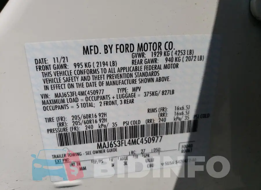 MAJ6S3FL4MC450977 Photo# 13